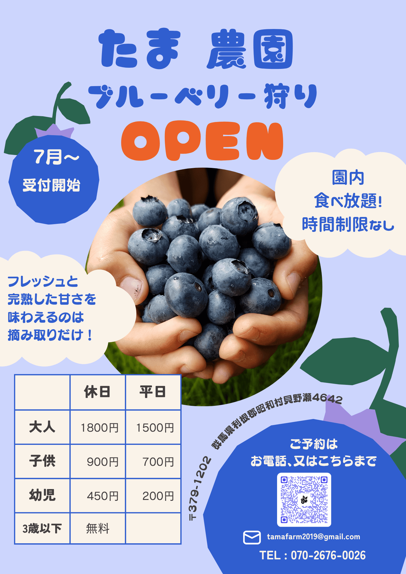 【2025年 たま農園のブルーベリー狩り体験のご案内】